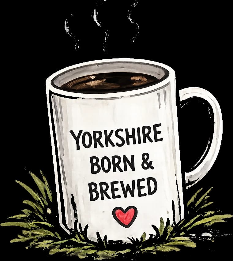 A mug reading 'Yorkshire born & brewed'