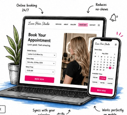 Booking Website Design Laptop and Mobile Mockup